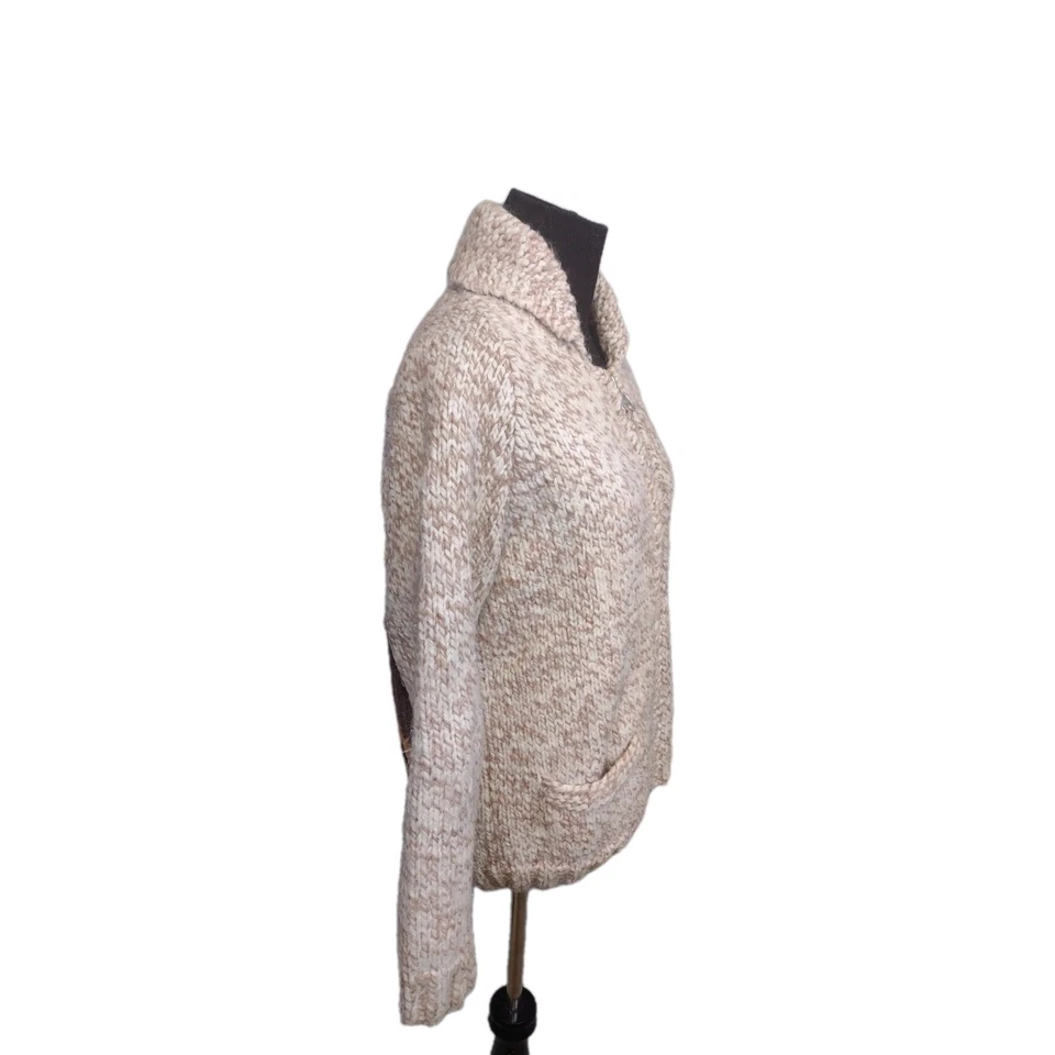 Vintage 50s 60s Handmade Cowichan Wool Sweater Jacket Horse Horseshoe S-M Brown - Image 3 of 4