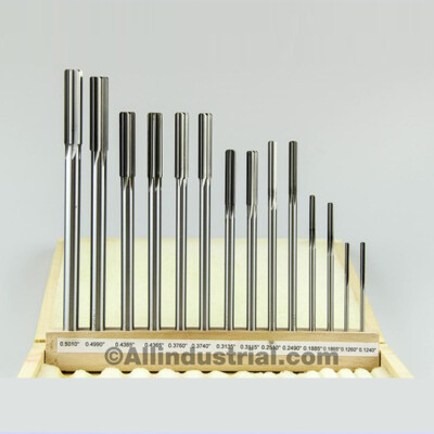#ad 14 PC REAMER SET PREMIUM HSS .1240quot; .5010quot; OVER UNDER SIZES STRAIGHT SHANK $100.89