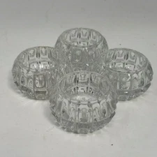 Vintage Lot of 4 Circle Salt Dip Cellars Clear Cut Pressed Crystal Glass EUC