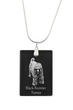 Black Russian Terrier, Chornyi Terrier - Crystal pendant with dog, silver neckla