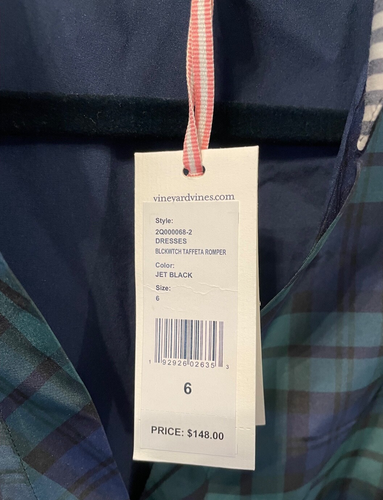Vineyard Vines- New Women's Plaid Taffeta Romper, Size 6- NWT - Picture 3 of 5