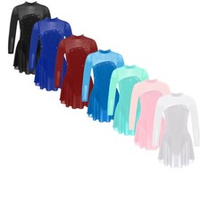 Girls Sequins Jazz Latin Dance Dress Modern Ballet Performance Dancewear Costume