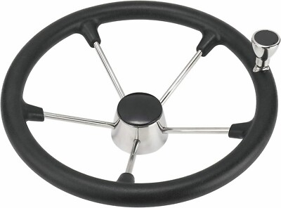 15-1/2'Stainless Steel 5 Spoke Boat Marine Destroyer Steering Wheel with PU Foam