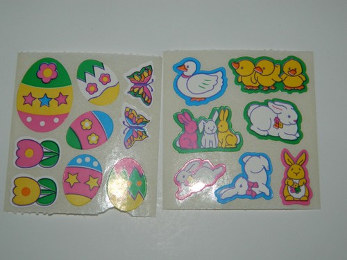 Frances Meyer 2 mini feuilles autocollants LAPIN DE PÂQUES OEUF FLEUR POUSSINS