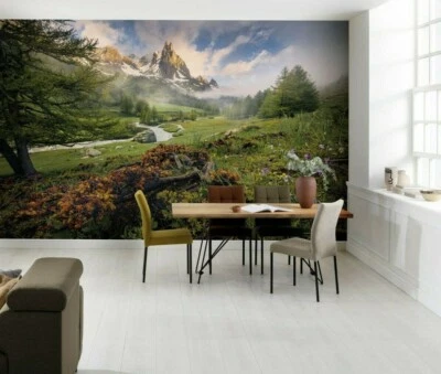 Esszimmer Tapete Wohnzimmer Sommer Berge Landschaft 368x254cm Grün - Bild 1 von 4