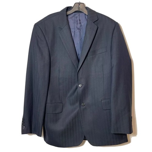 Austin Reed Striped Two Button Sport Coat Jacket Mens 42R Gray Wool Blend Career