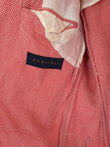 BOGLIOLI mens Blazer red white herringbone suit cotton suit NWT - Picture 5 of 6