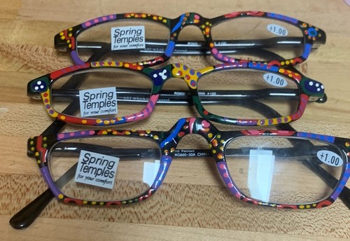 Artwear Reading Glasses Painted Designs Colors Spring Hinge Tinted & Clear - Picture 2 of 26