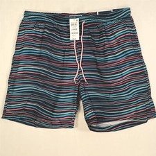 Club Room Swim Trunks Men Large Quick Dry Elastic Waist Drawstring Striped