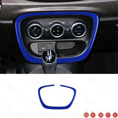 Blue Carbon Fiber Climate Control Surround  Panel Cover Trim For Fiat 500L 14-17