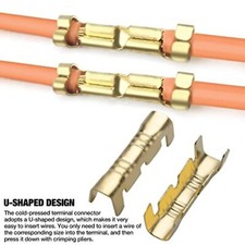 100 Pieces U Shape Copper Ring Terminals Crimp Wire Non-Insulated CableConnector