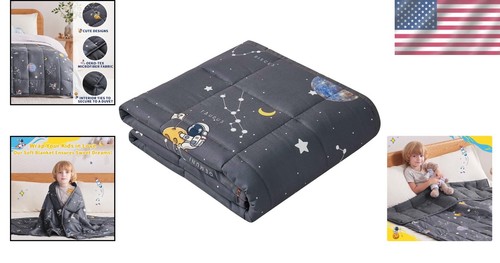 Sky Grey Weighted Blanket for Kids 10lbs – Soft Cotton Blend for Peaceful Sleep - Picture 2 of 10