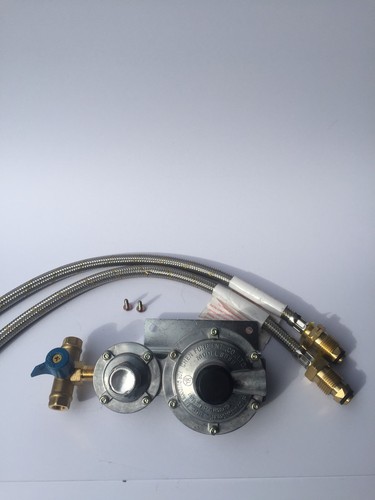 LPG REGULATOR KIT TWIN STAGE 280MJ SUIT CARAVAN AND HOME USE (W/FLEX HANDWHEEL) - Picture 6 of 8