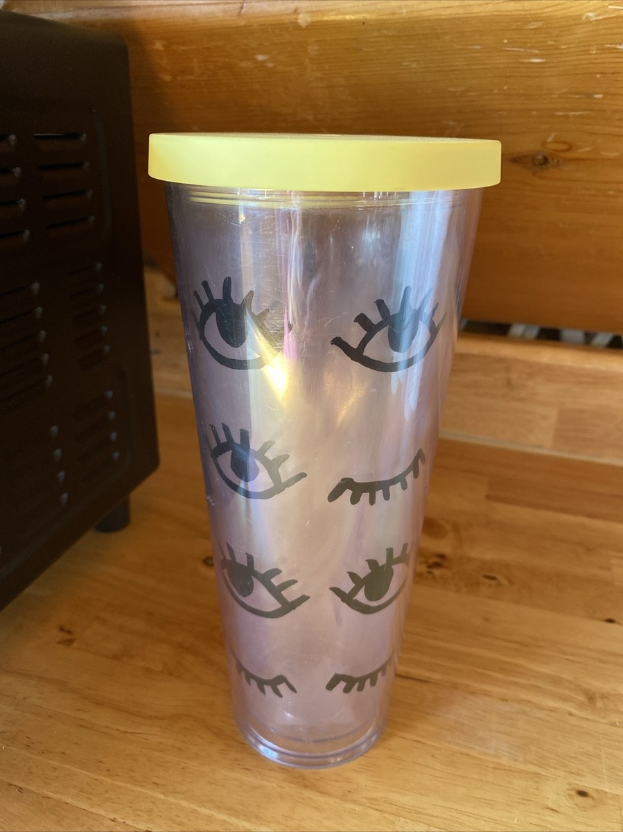 2017 Starbucks 24 Oz. Acrylic Venti Cold Cup Tumbler Clear Eyes Winking Rare