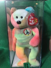 1996 Ty Peace Bear (Style 4053); PVC Pellets; MWMT; MAJOR ERRORS; AUTHENTICATED!