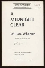 William WHARTON / A Midnight Clear Uncorrected Proof 1st 1982