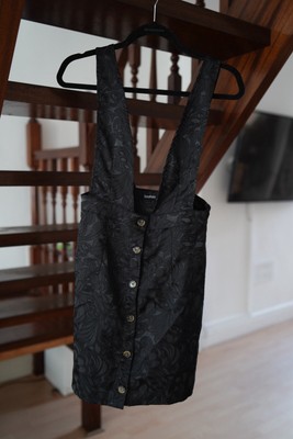 Summer Boohoo Black Pinafore BOOHOO SATIN JACQUARD PLUNGE FRONT