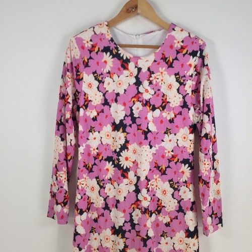 Unbranded womens dress size 12 maxi multicolour floral long sleeve zip 057685 - Picture 2 of 7