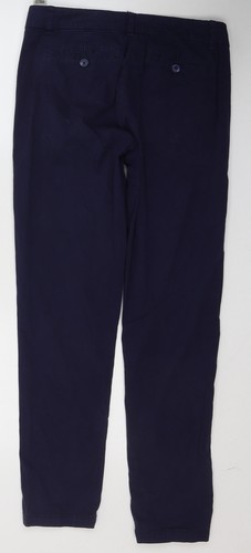 Marks & Spencer Womens Blue Cotton Blend Trousers Size 10 L30 in - Picture 2 of 12