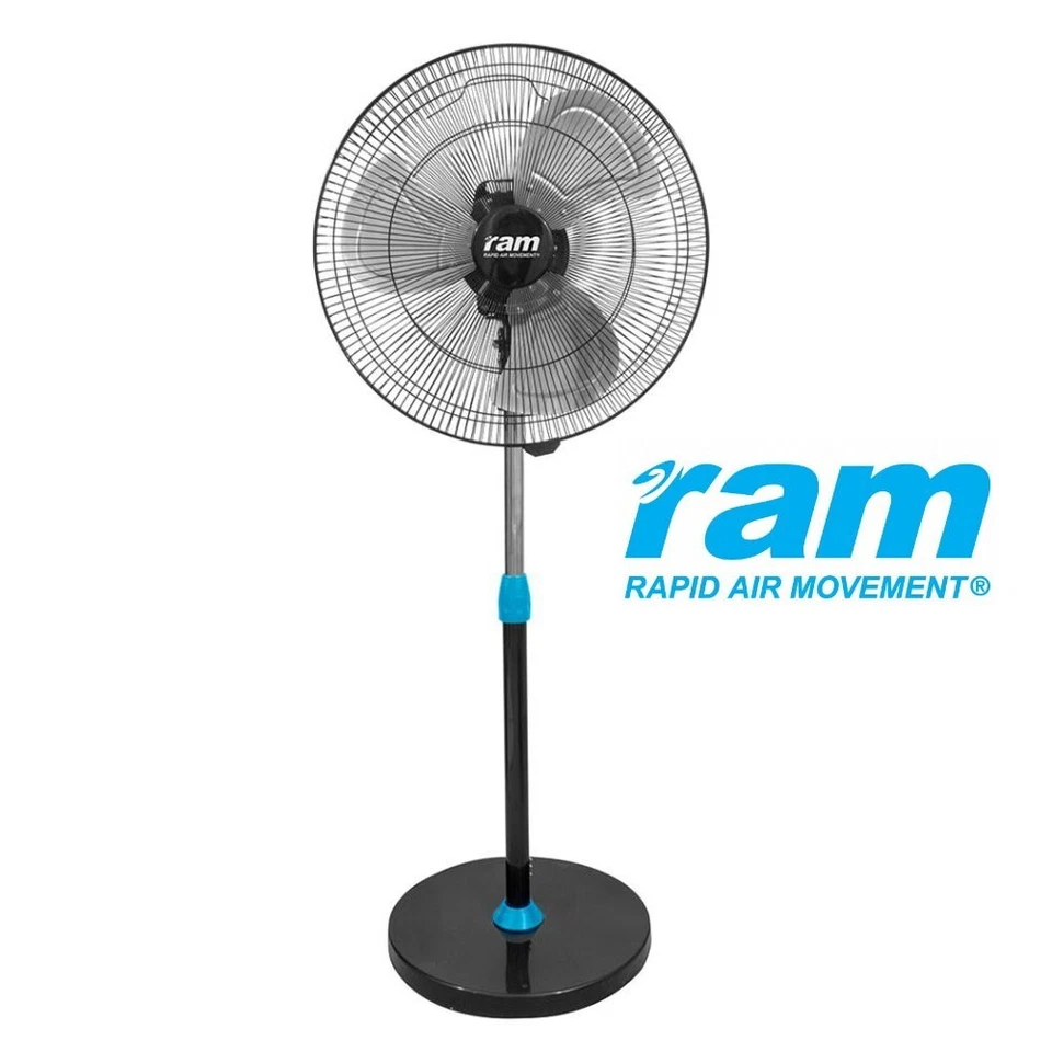 RAM Large Pedestal Oscillating Fan - 18" 450mm HEAVY DUTY 4 Speed METAL BLADES - Image 2 of 4