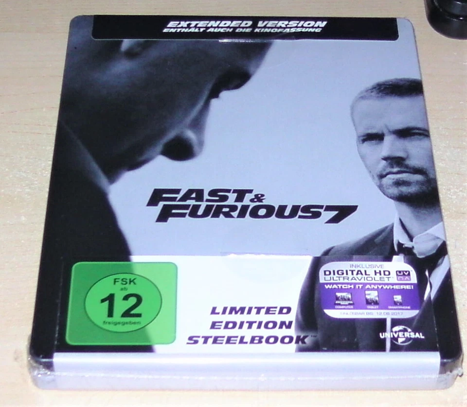 FAST & FURIOUS 7 KINOFASSUNG & EXTENDED CUT LIMITIERTE STEELBOOK BLU RAY NEU OVP - Bild 3 von 4