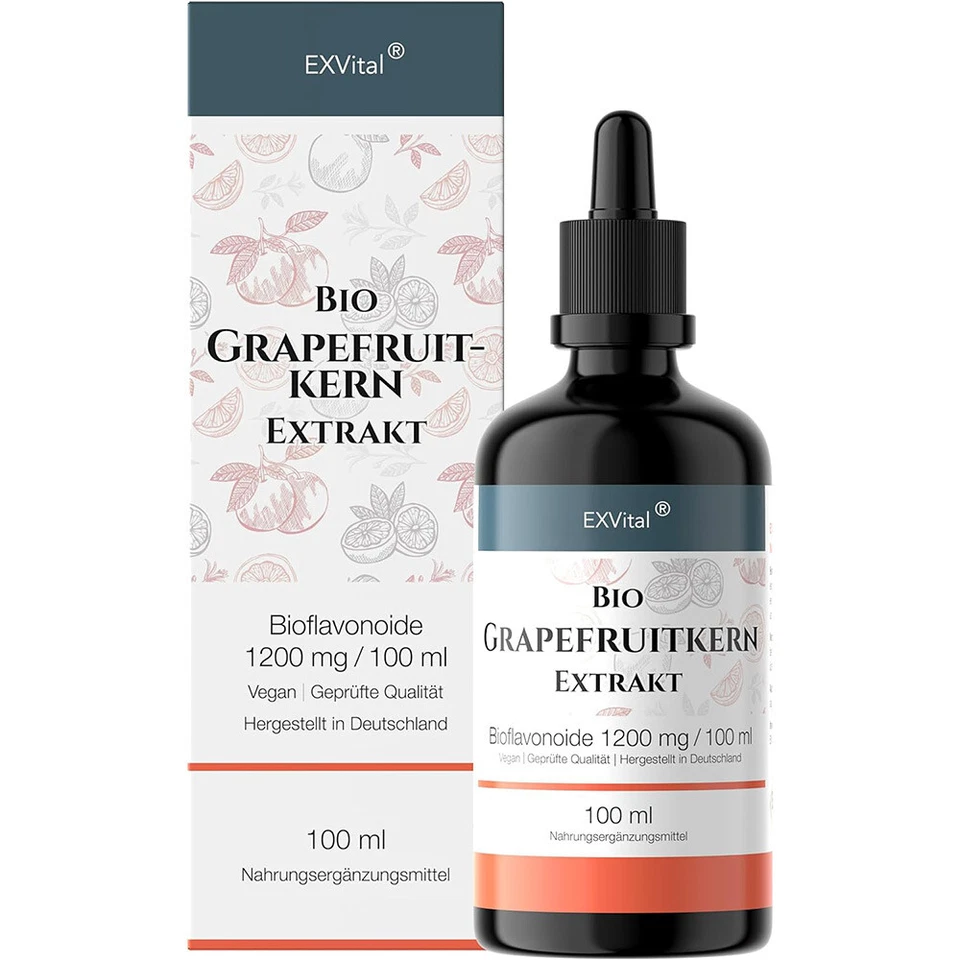 Bio Grapefruitkernextrakt, 1200mg Bioflavonoide, hochdosiert, vegan von EXVital