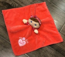 Baby Starters Pink Coral Lovey Plush My First Doll Security Blanket Satin Brown
