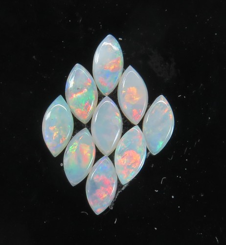 Australian White/Precious Opal 5x2.5mm Coober Pedy Natural 9 Stone Parcel - Foto 7 di 8