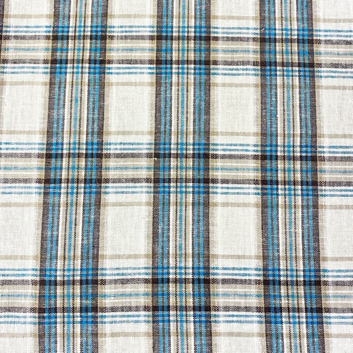 886. Blue Check 100% linen fabric. Light weight, Price per 1/2 metre - Picture 2 of 9
