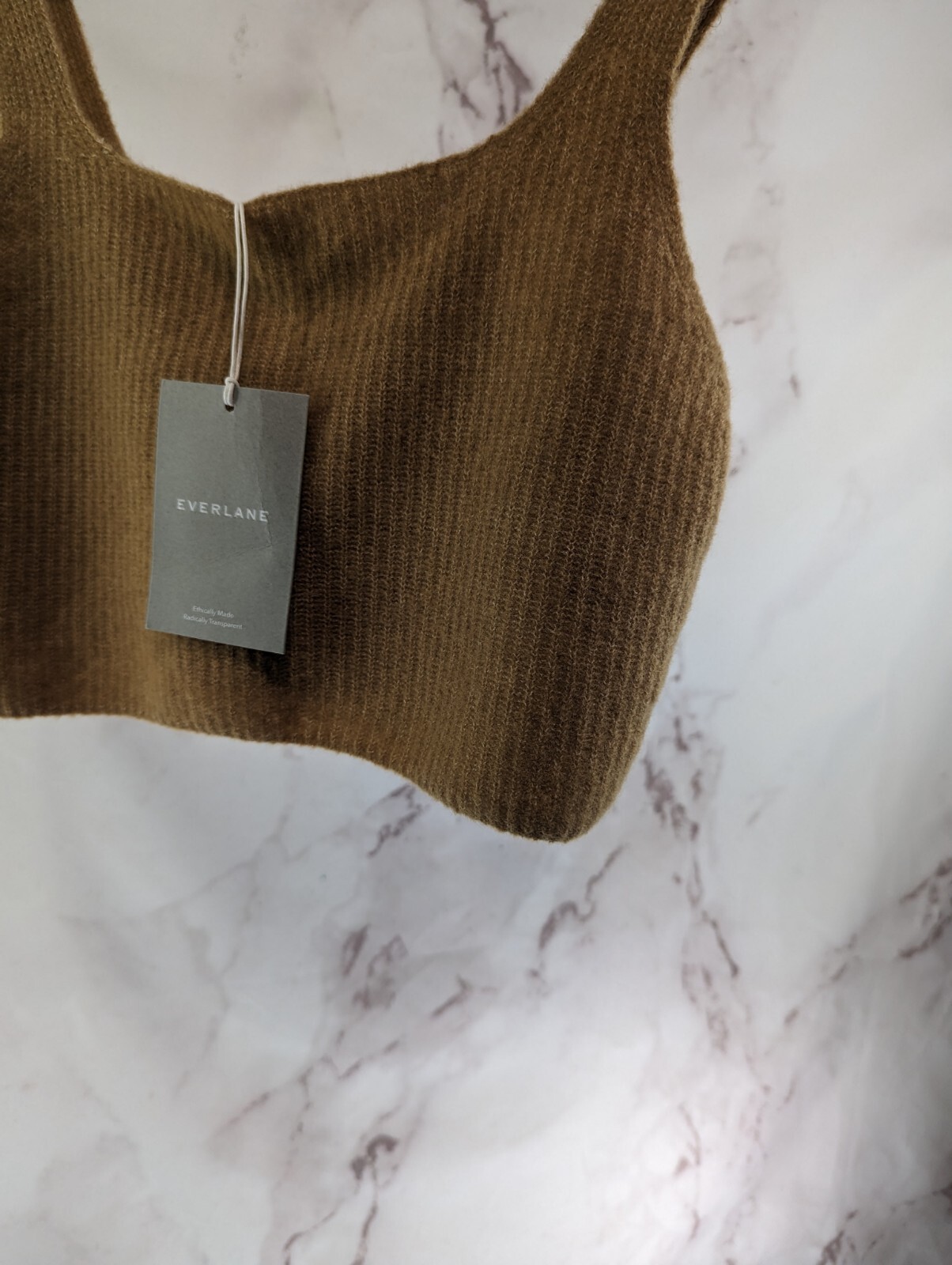 Everlane Wool Bra Women Large 12 Camel Tank Cozy Stretch Cami Sweater Crop Yak 