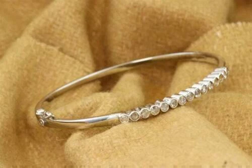 VALENTINO Bracciale da sposa in vera moissanite taglio tondo 1 25 ct 7" argento sterling 925
