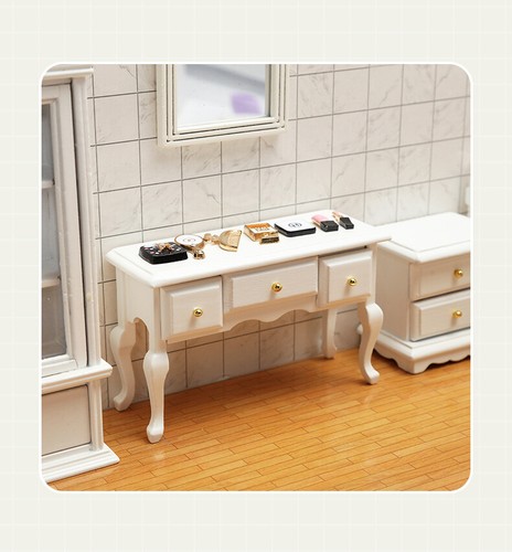 1/12 Miniatur Puppenhaus Modell Tiny House gebogenes Bein Beistelltisch Schubladenschrank - Bild 2 von 11