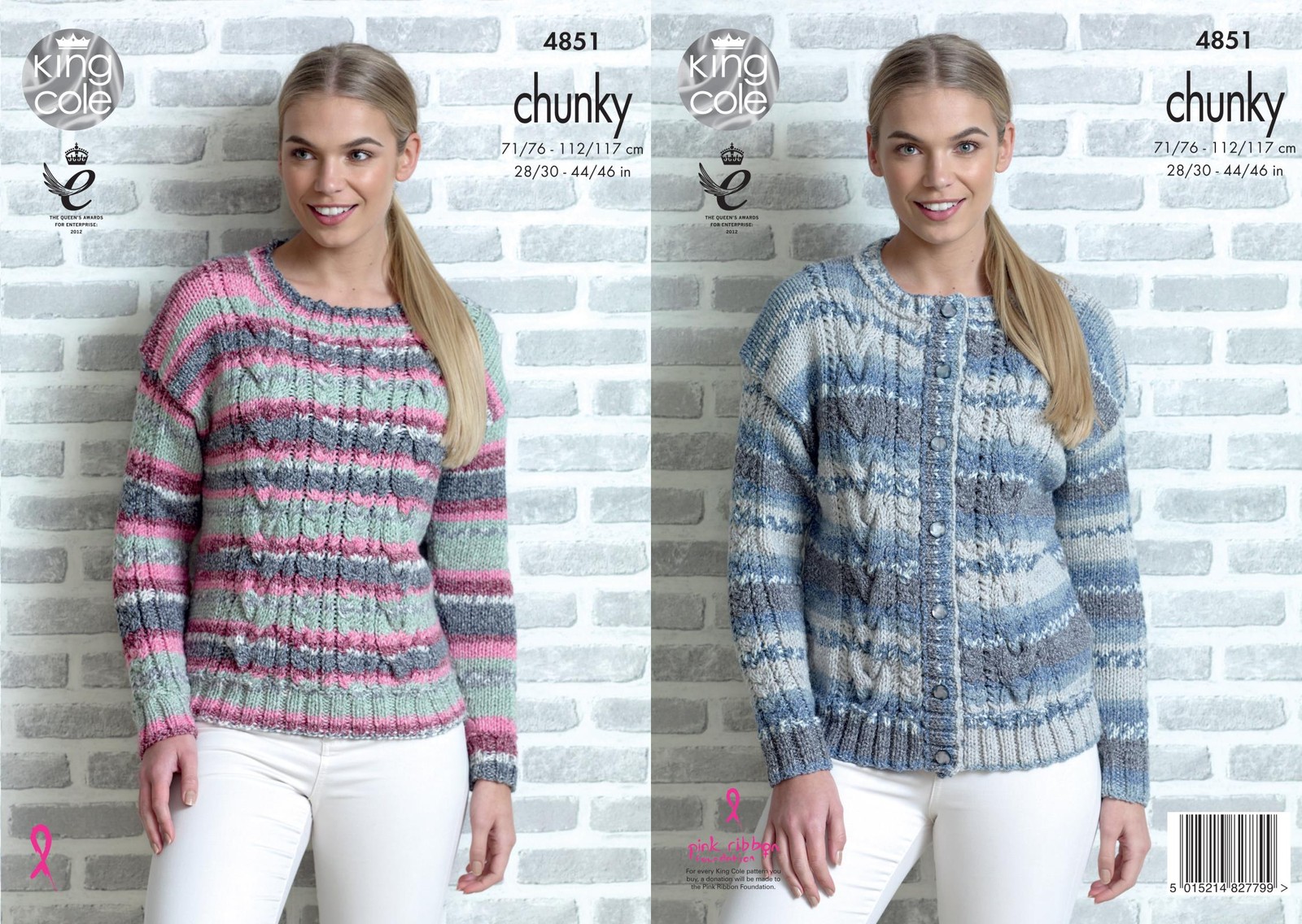King Cole 4851 Knitting Pattern Womens Cardigan and Sweater in Drifter Chunky