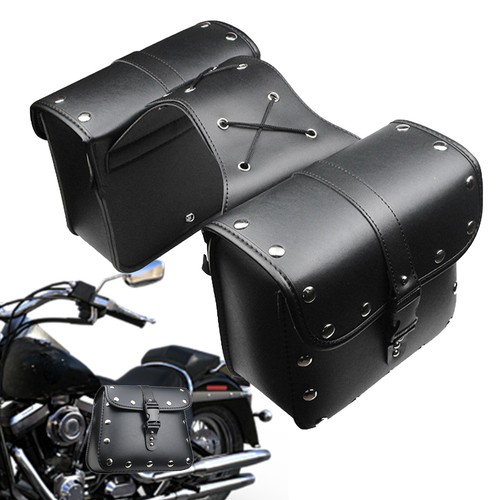 Motorcycle PU Leather Pouch Panniers Side Saddle Bag Saddlebags Bags Tool Bag