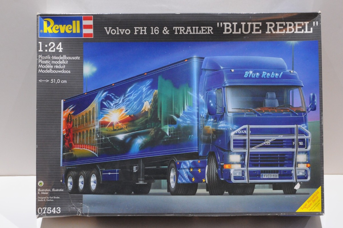 Revell Volvo FH-16 プラモデル 1:24 ↔25,6cm REVELL VOLVO FH 16 AND TRAILER BLUE REBEL SCALE 1:24 MODEL