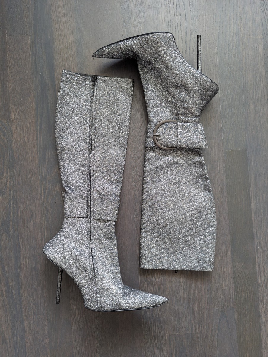 Balenciaga Silver Fabric Knee High Essex Boots IT 40/US10 | eBay Balenciaga Silver Fabric Knee High Essex Boots IT 40/US10 | eBay