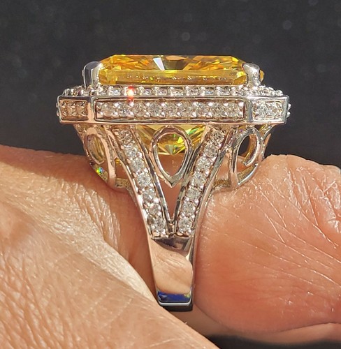 VTG Suzanne Somers Lg Canary Yellow Cocktail Ring Sz 5 NIB - Picture 5 of 12