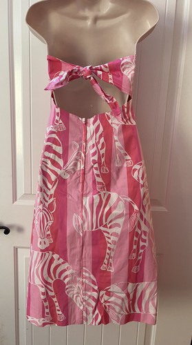 NEU Lilly Pulitzer White Label El Casa Loco rosa Zebra trägerloses Kleid Gr. 2 - Bild 2 von 4