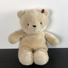 VINTAGE GERBER PRECIOUS PLUSH TAN TEDDY BEAR STUFFED ANIMAL WITH BOW