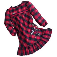 Disney Store Minnie Mouse Girl Plaid Nightgown Christmas Holiday Gift Pajamas