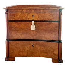 Biedermeier Curved Face Chest of Drawers in Olive wood Burl and Ebony Accents