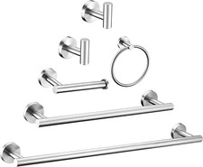 Brushed Nickel Bathroom Hardware Set, 6 Pieces, SUS 304 Stainless Steel