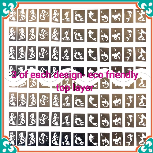 THE UNIQUE LITTLE GIFT SHOP LTD glitter tattoo stencils mermaids 36 pack