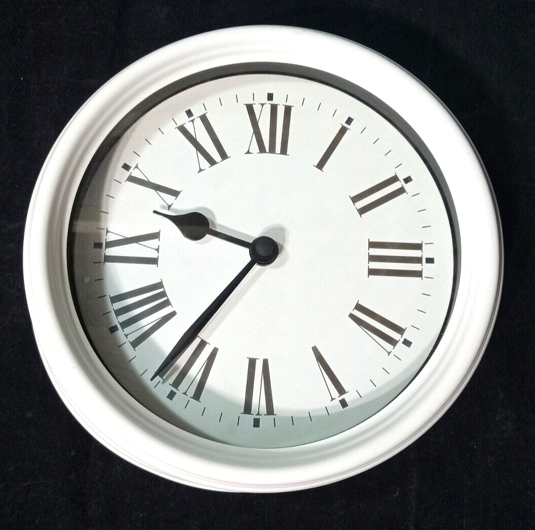 Ikea White Wall Clock Battery Operated #21603