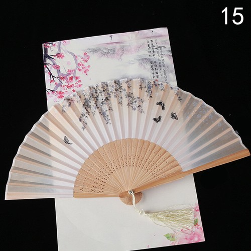 Folding Silk Bamboo Fan Hand Fan Chinese Style Dance Fan Wedding Party Decor Sup - Picture 4 of 29