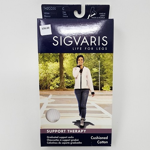 Sigvaris 15-20 mmHg abgestufte Stützsocken Polster Baumwolle C weiß 142CC00 Damen - Bild 1 von 10