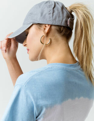 New Ponyflo Women's Nash distressed Cotton Ponytail Baseball Cap One size Gray
