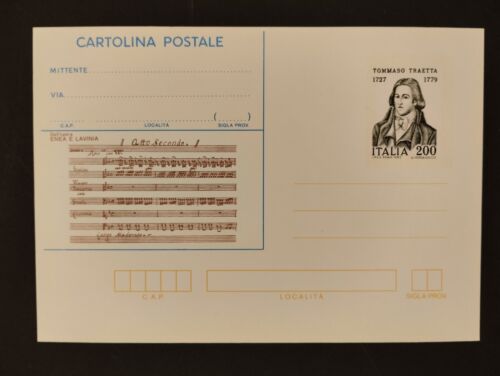 Cartolina Postale Italia Repubblica 1982 Tommaso Traetta 200 L. VARIETA' ^^ - Bild 1 von 1