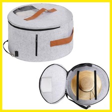 Round Hat Storage Box, Portable Felt Travel Hat Boxes for Women Men with Tr...