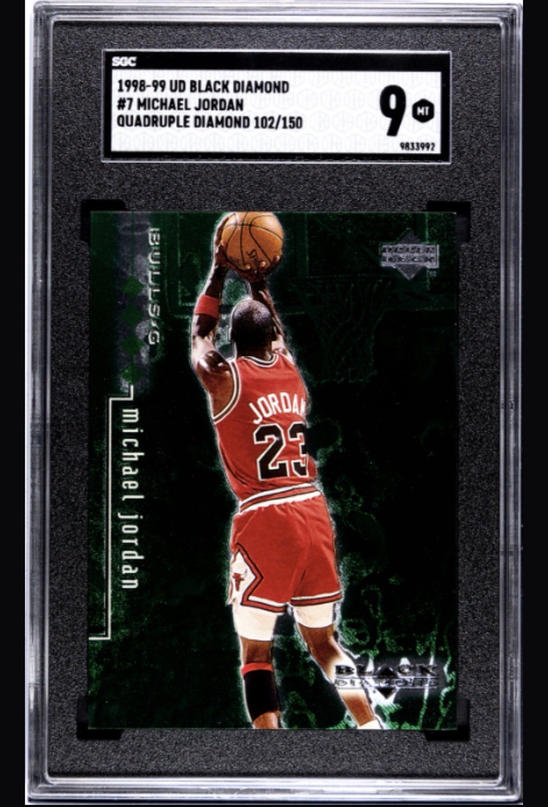 1998-99 UPPER DECK BLACK DIAMOND MICHAEL JORDAN #7 QUADRUPLE DIAMOND /150 SGC 9